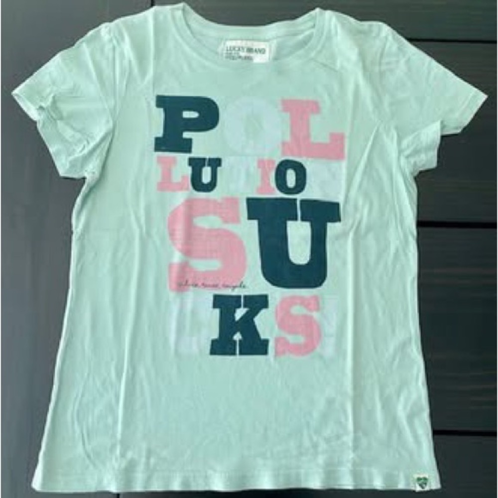 Women's LUCKY BRAND Green Graphic T-Shirt - Size X-Large